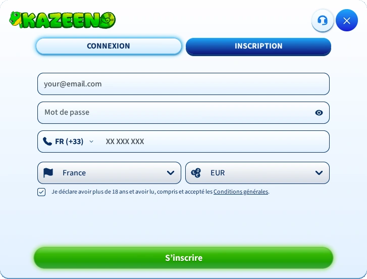 Kazeeno Casino inscription Kazeeno Casino inscription